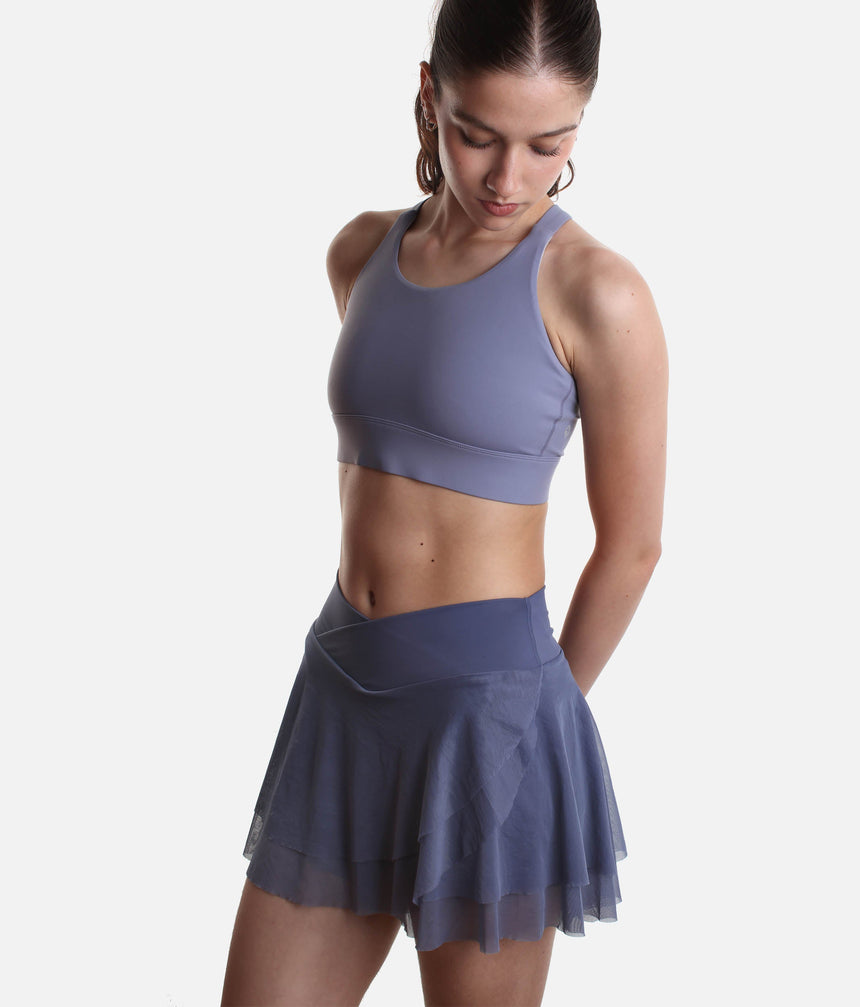 Flowy High-Waisted Skirt with Crisscross Hourglass Waistband - JULIET SKORT