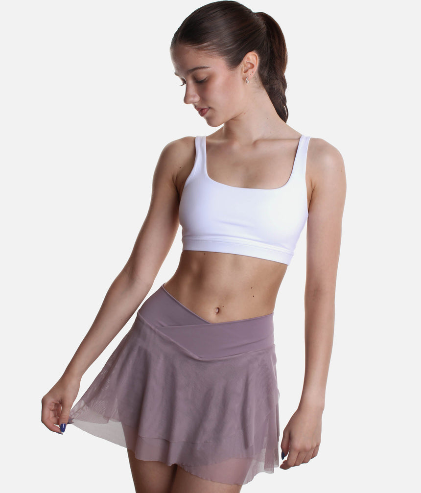 Flowy High-Waisted Skirt with Crisscross Hourglass Waistband - JULIET SKORT