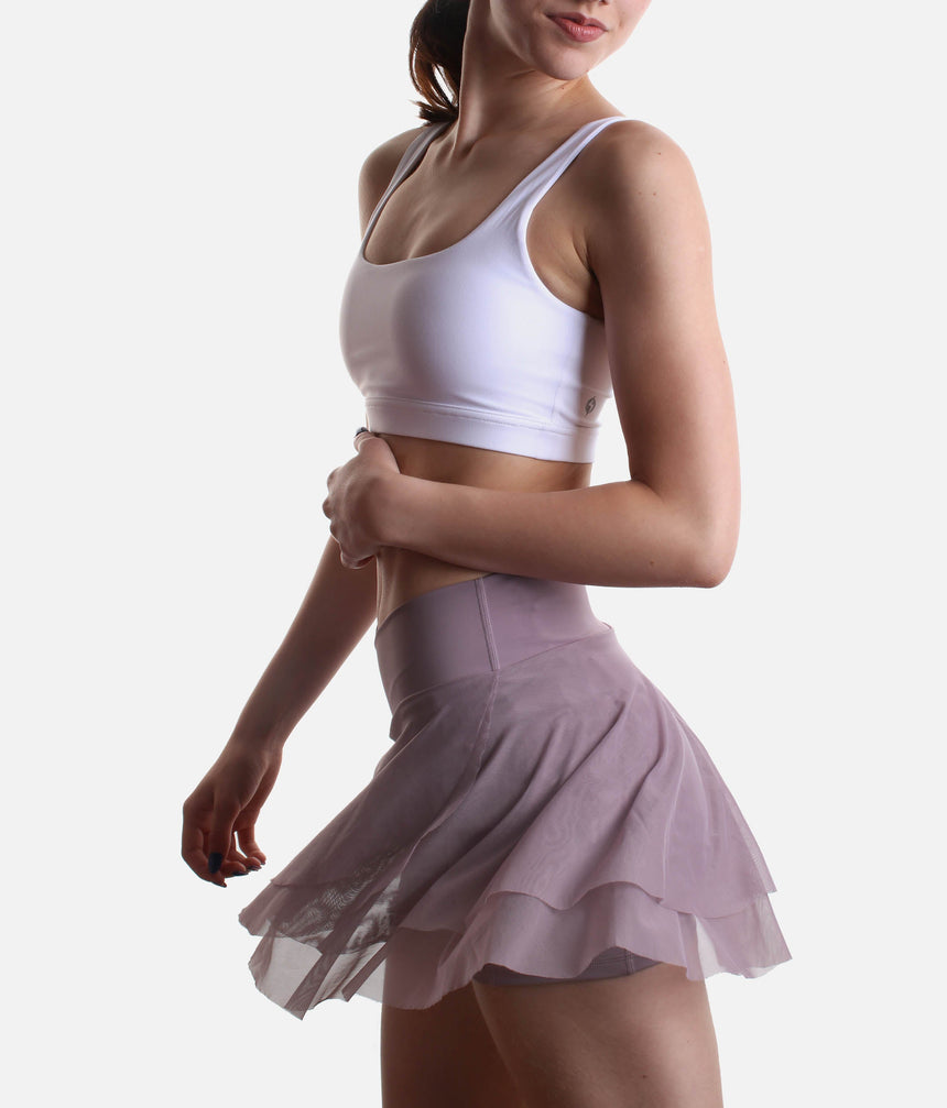 Flowy High-Waisted Skirt with Crisscross Hourglass Waistband - JULIET SKORT