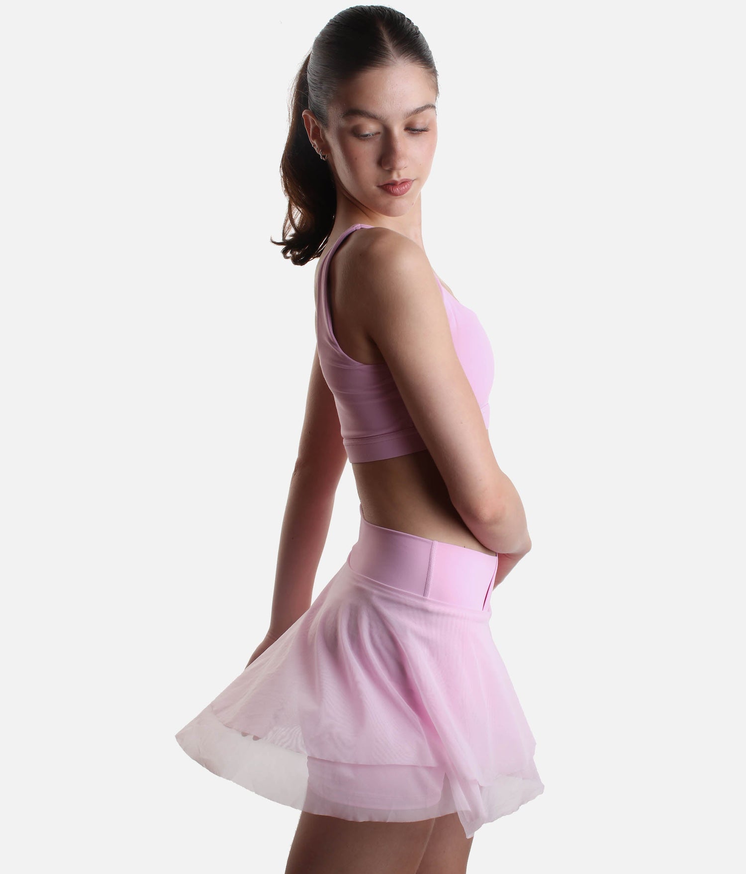 Flowy High-Waisted Skirt with Crisscross Hourglass Waistband - JULIET SKORT