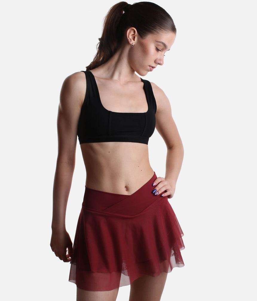 Flowy High-Waisted Skirt with Crisscross Hourglass Waistband - JULIET SKORT