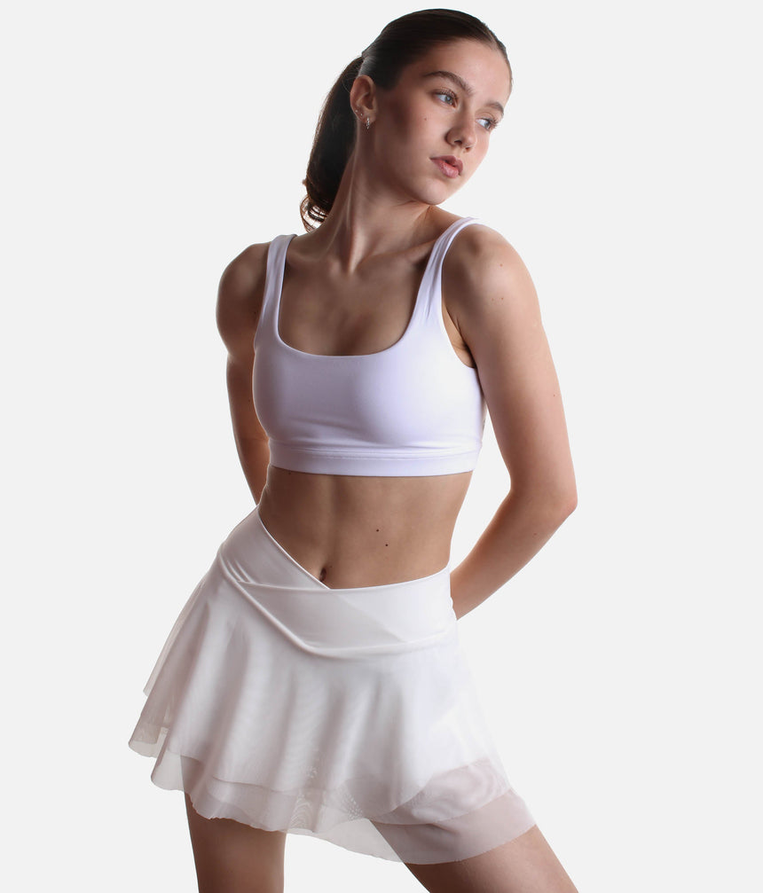 Flowy High-Waisted Skirt with Crisscross Hourglass Waistband - JULIET SKORT