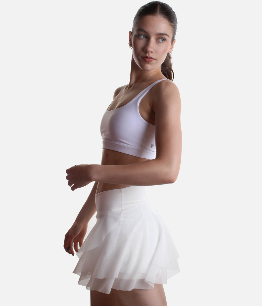 Flowy High-Waisted Skirt with Crisscross Hourglass Waistband - JULIET SKORT