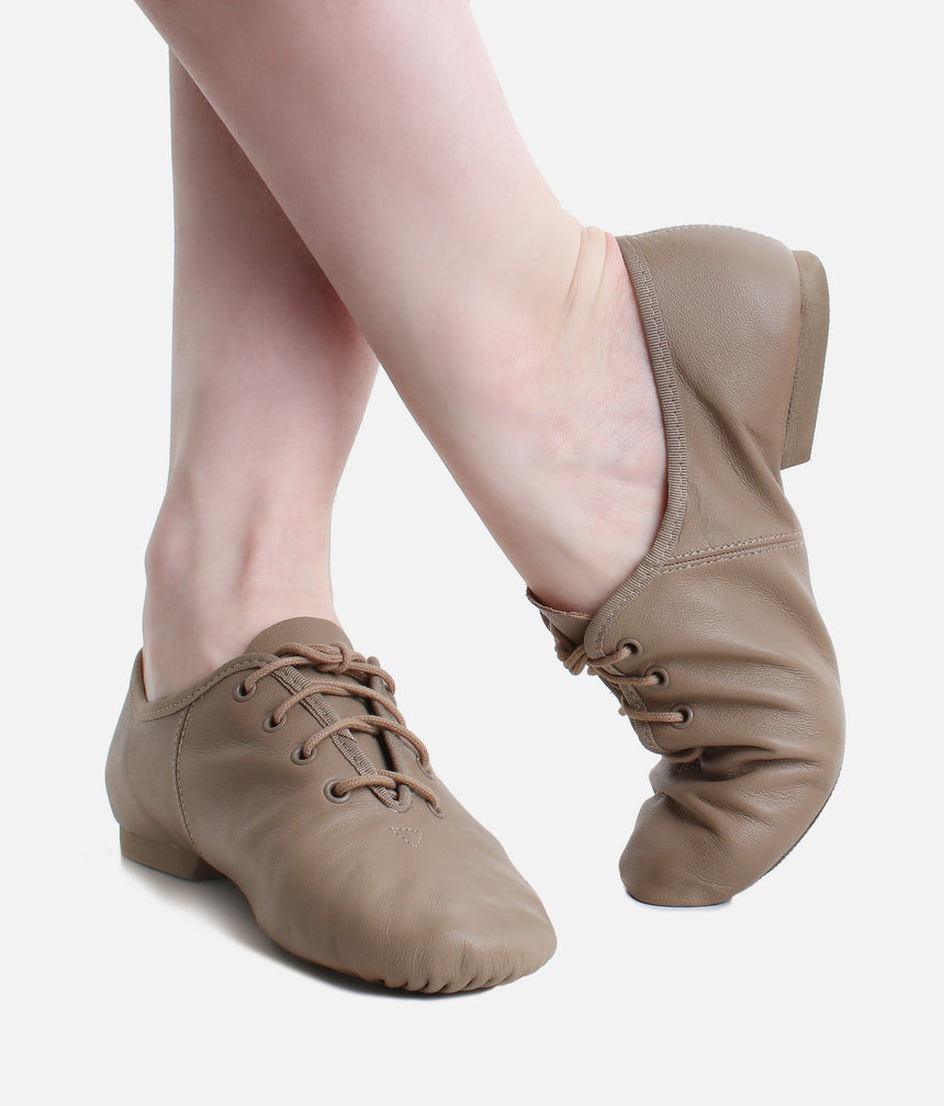 Children Split Sole Jazz Shoes, Lightweight Leather Lace-Up - JZE09