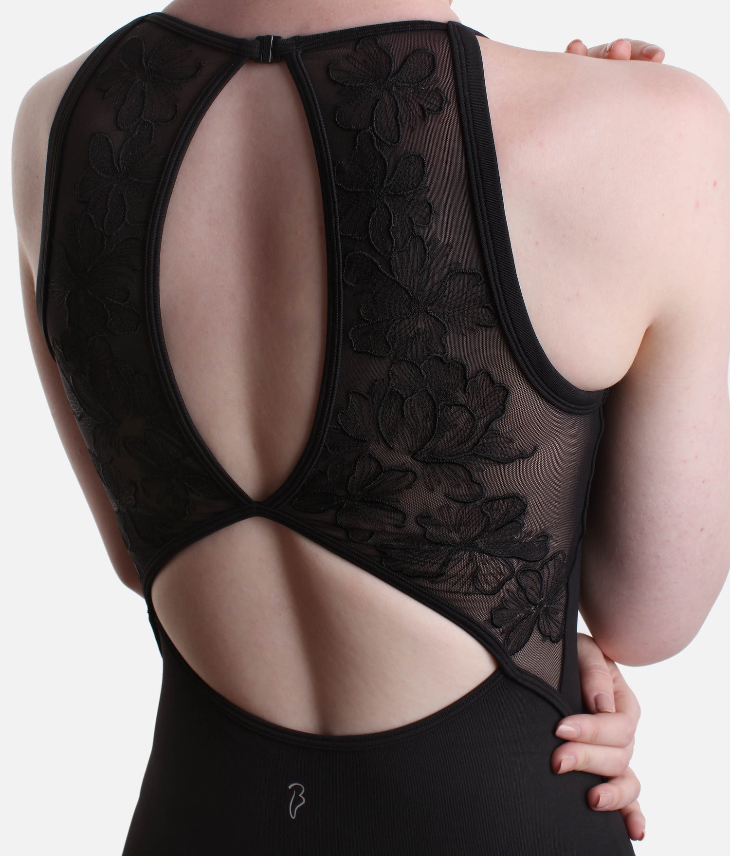 Iris Floral Halterneck Dance Leotard, Embroidered Mesh Back - L40002