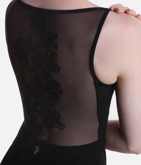 Emma Boat Neck Dance Leotard with Elegant Floral Embroidery - L40004