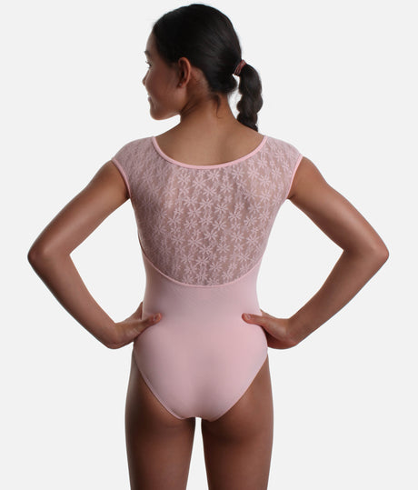 Girls Cap Sleeve Ballet Leotard with Lace Detail - M1565C