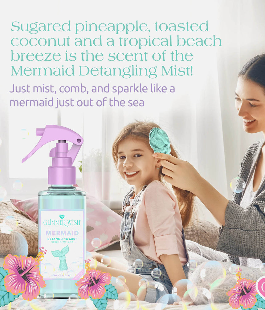 Mermaid Hair Detangling Mist, Tropical Scented, Knot-Free Spray