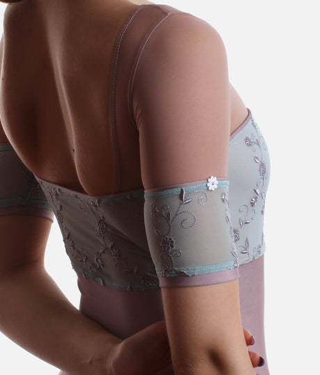 Classic Ballet Leotard with Embroidered Tulle & Mesh Sleeves - MINERVA GL ALCHIMIA