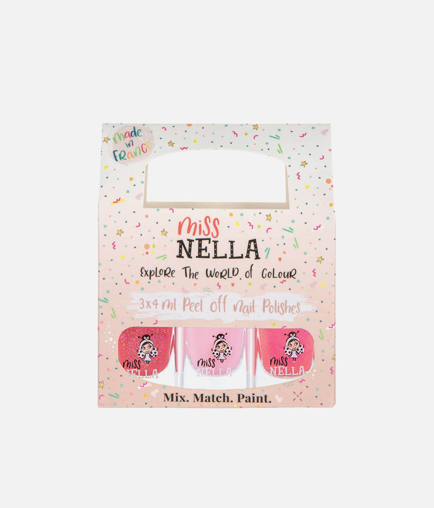 Pink Glitter Nail Polish Trio, Non-Toxic Peel-Off Set for Tweens