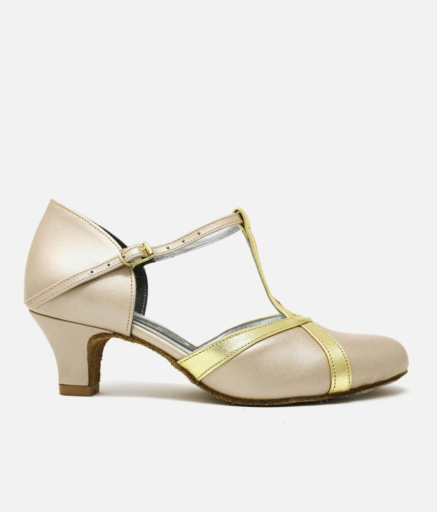 Comfortable Low Heel Leather Ballroom Shoes, Ideal for Social Dancing - NANCY