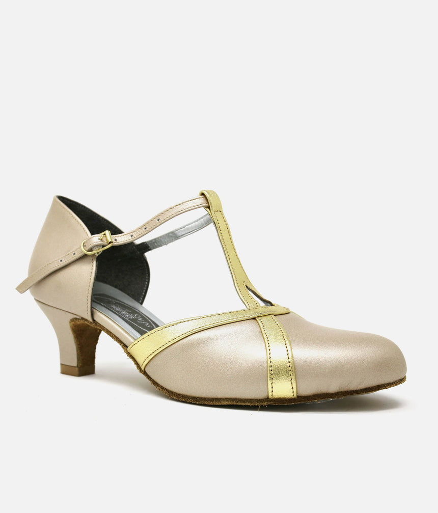 Comfortable Low Heel Leather Ballroom Shoes, Ideal for Social Dancing - NANCY