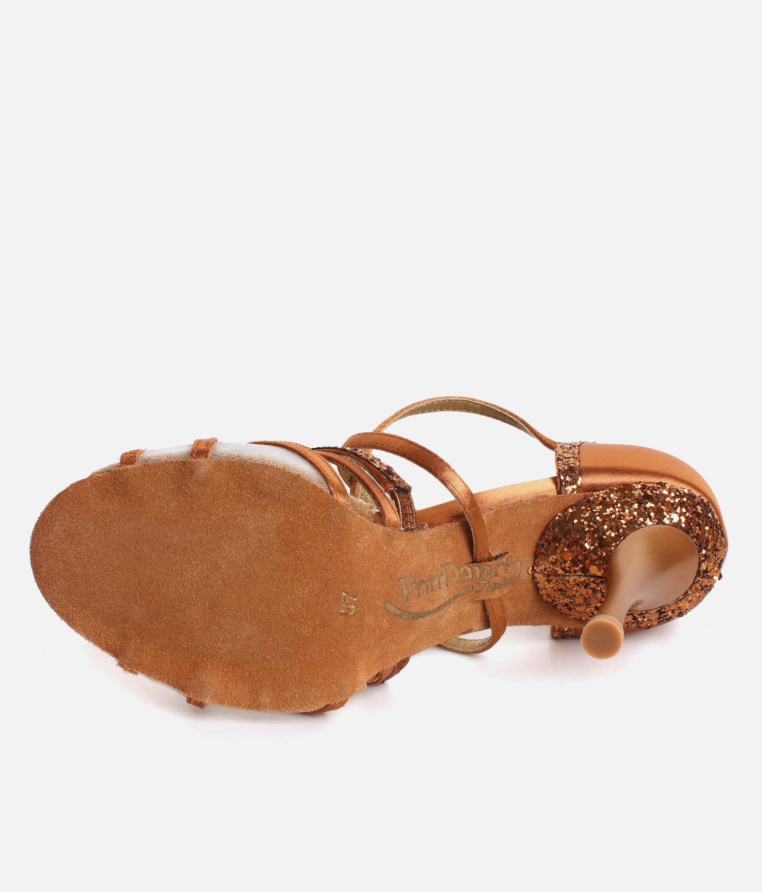 Satin & Glitter Dance Heels with Secure Wrap Strap, 75mm Heel - PD800