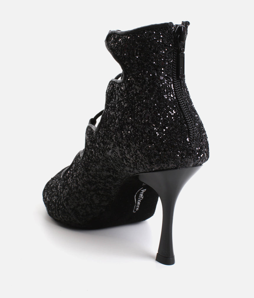 Glitter Dance Heels, Adjustable Lace-Up, Back Zipper & 70mm Heel - PD805 PRO
