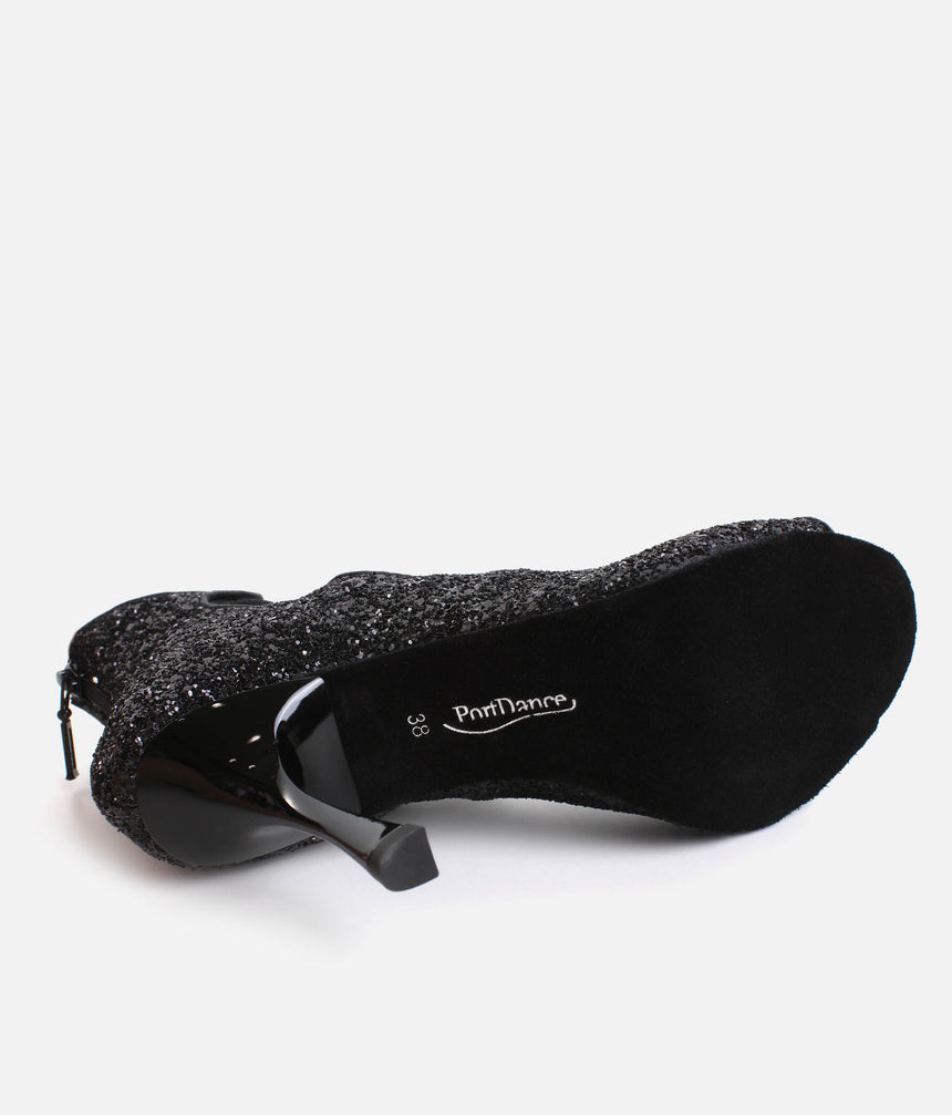Glitter Dance Heels, Adjustable Lace-Up, Back Zipper & 70mm Heel - PD805 PRO