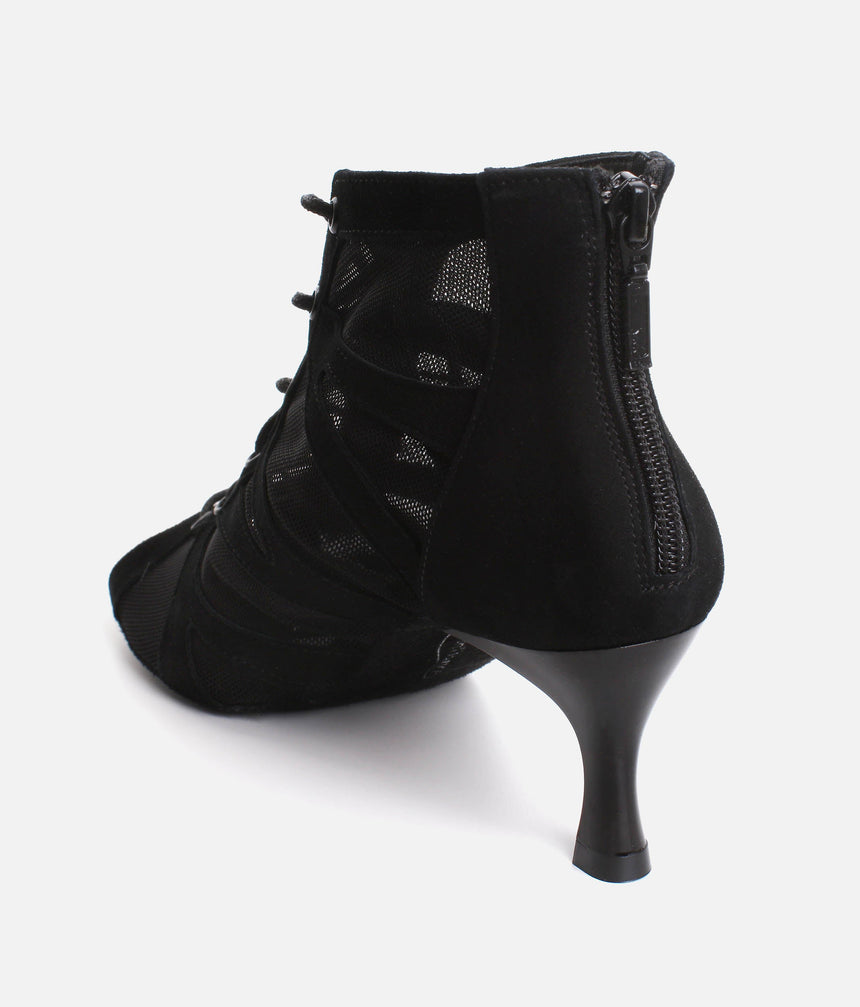 Lace Up Social Dance Shoes with Open Toe, Back Zipper, 50mm Heel - PD819