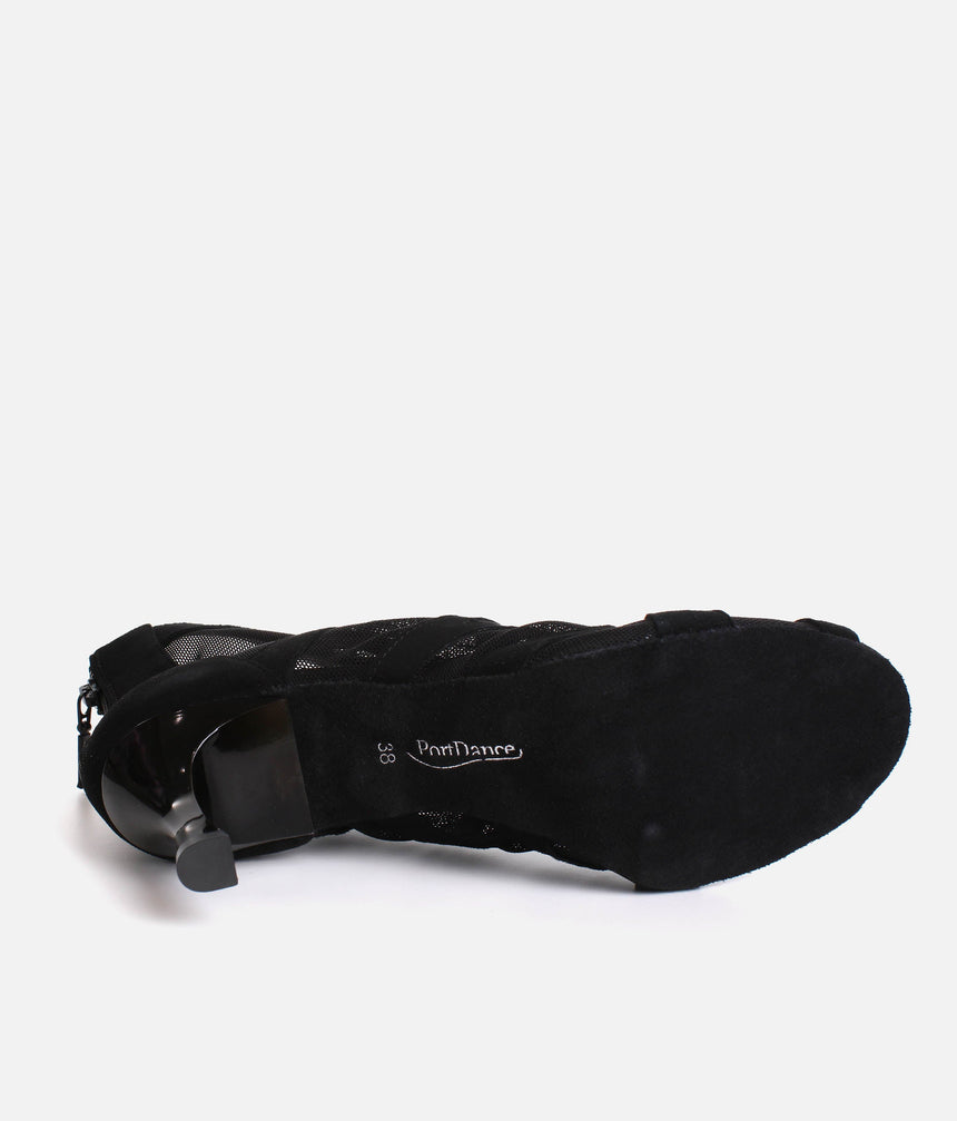 Lace Up Social Dance Shoes with Open Toe, Back Zipper, 50mm Heel - PD819