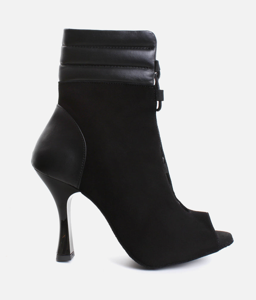 Elegant Peep-Toe Dance Heels with Adjustable Laces, 80mm Flare Heel - TATIANA