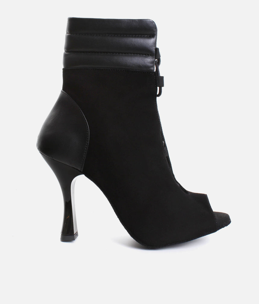 Elegant Peep-Toe Dance Heels with Adjustable Laces, 80mm Flare Heel - TATIANA