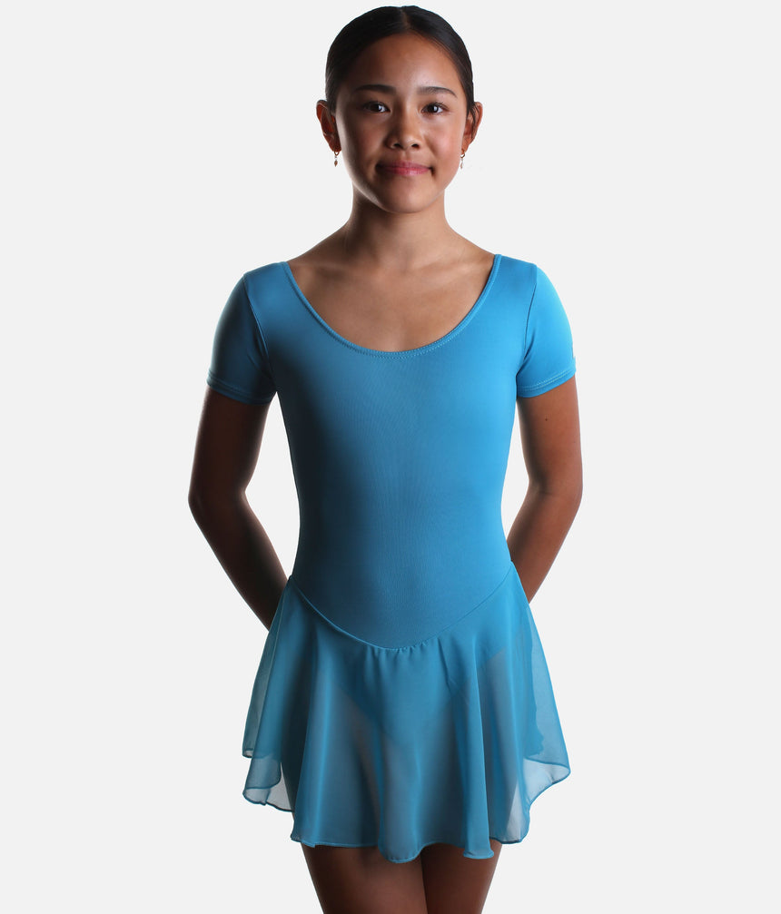Girls Ballet Skirted Leotard with Cap Sleeves, RAD Exam Approved - REBECCA / FREYA