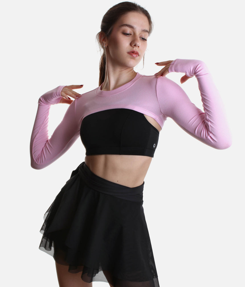 RELEVE RIBBED SHRUG - Ultra-Cropped Dance Essential with Thumbholes