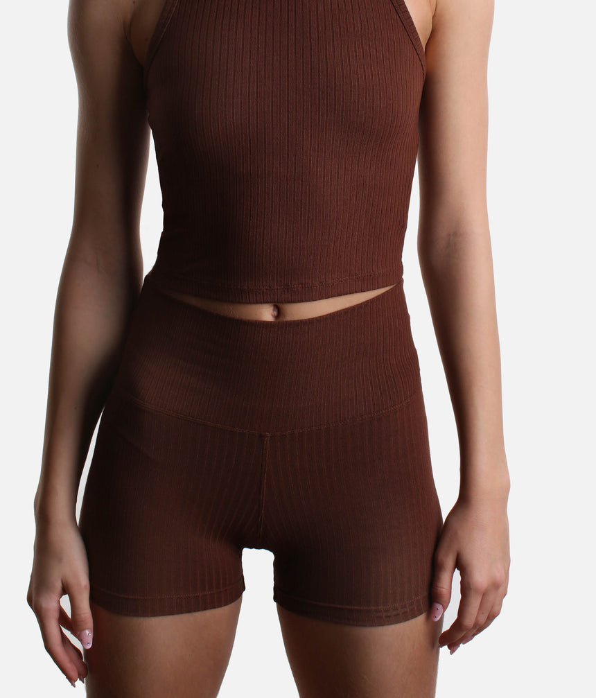 High-Rise Yoga Mini Biker, Buttery Soft with Breathable Knit - RIB 4" SHORTS