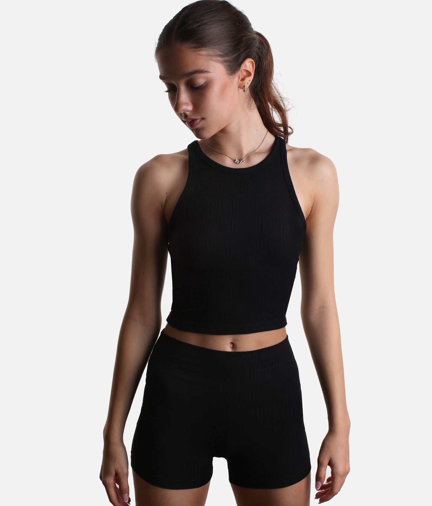 High-Rise Yoga Mini Biker, Buttery Soft with Breathable Knit - RIB 4" SHORTS