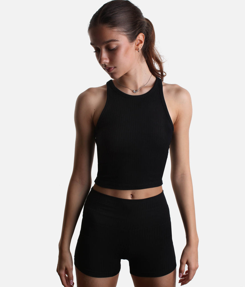 High-Rise Yoga Mini Biker, Buttery Soft with Breathable Knit - RIB 4" SHORTS