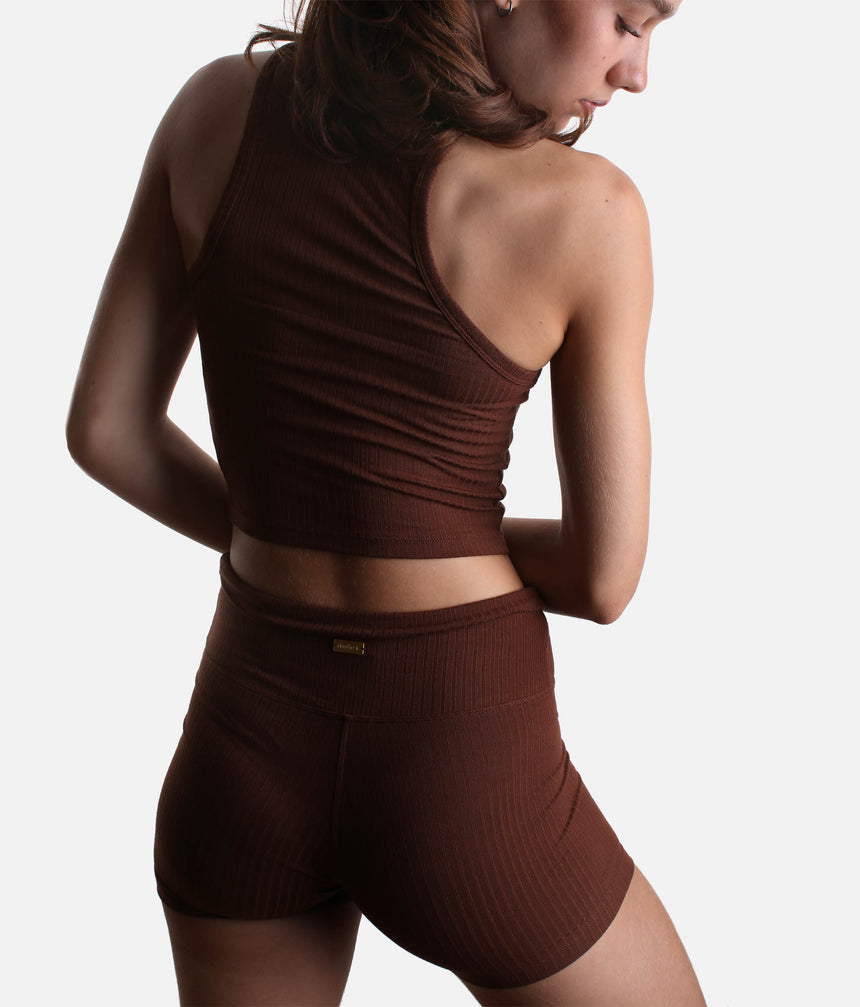 High-Rise Yoga Mini Biker, Buttery Soft with Breathable Knit - RIB 4" SHORTS