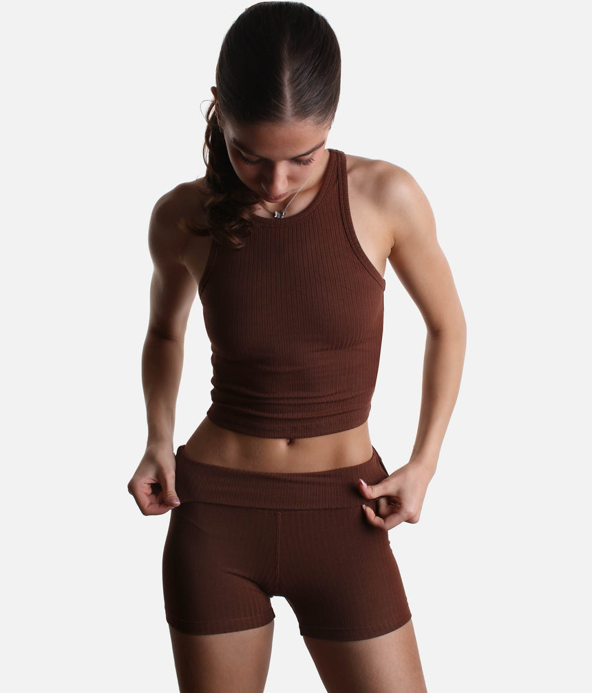 High-Rise Yoga Mini Biker, Buttery Soft with Breathable Knit - RIB 4" SHORTS