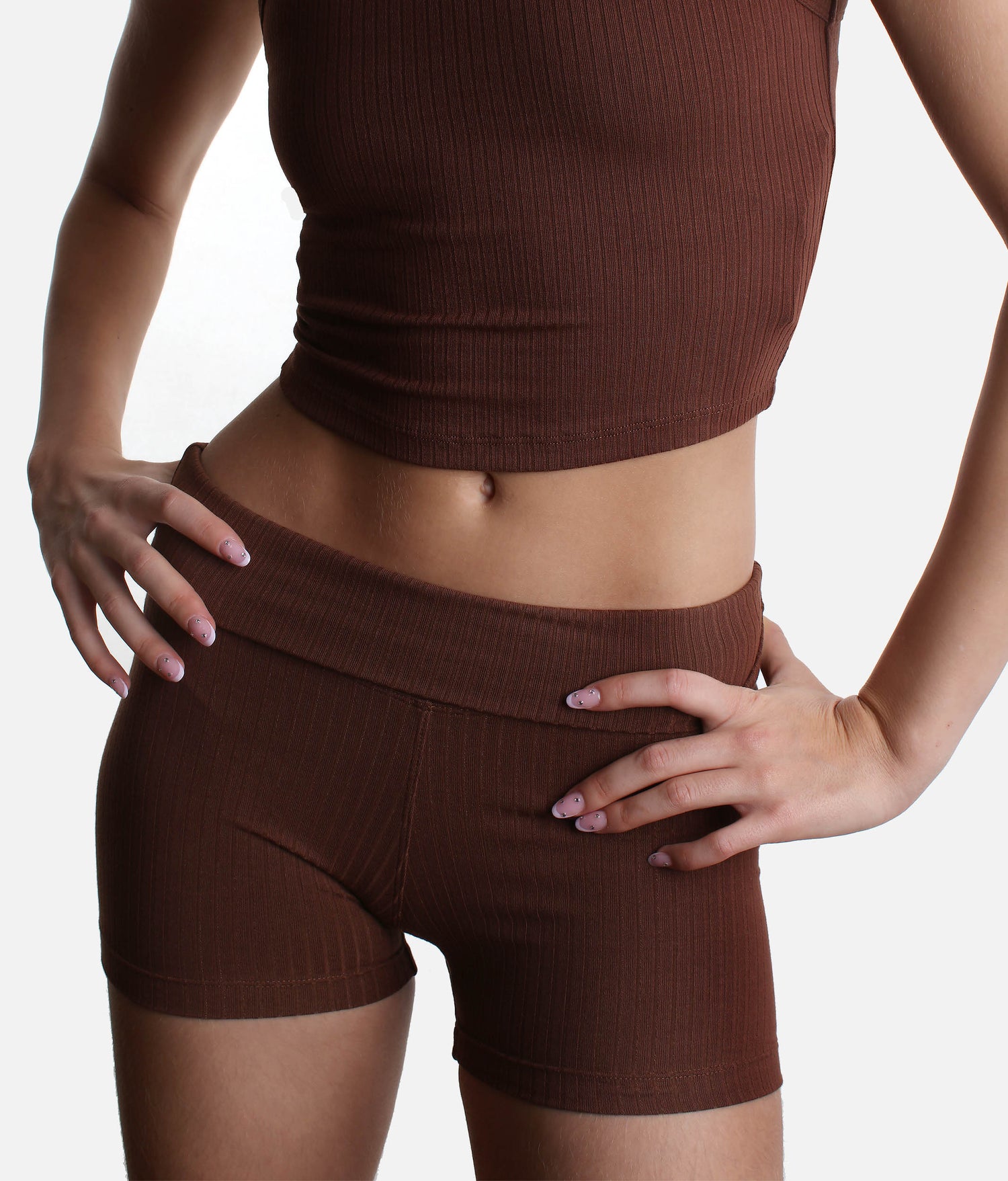 High-Rise Yoga Mini Biker, Buttery Soft with Breathable Knit - RIB 4" SHORTS