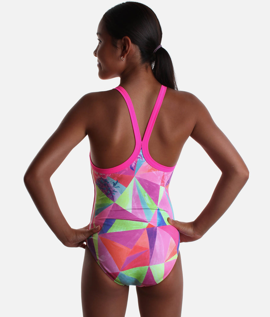 Girls Sporty High Neckline Gymnastics Leotard - TOUCH OF RIO