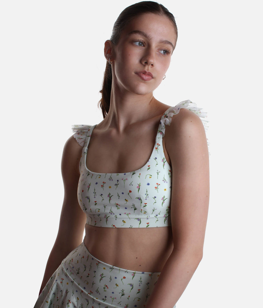 Romance Ruffle Sports Bra for Pilates, Dance & Yoga