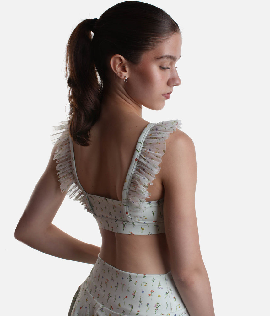 Romance Ruffle Sports Bra for Pilates, Dance & Yoga