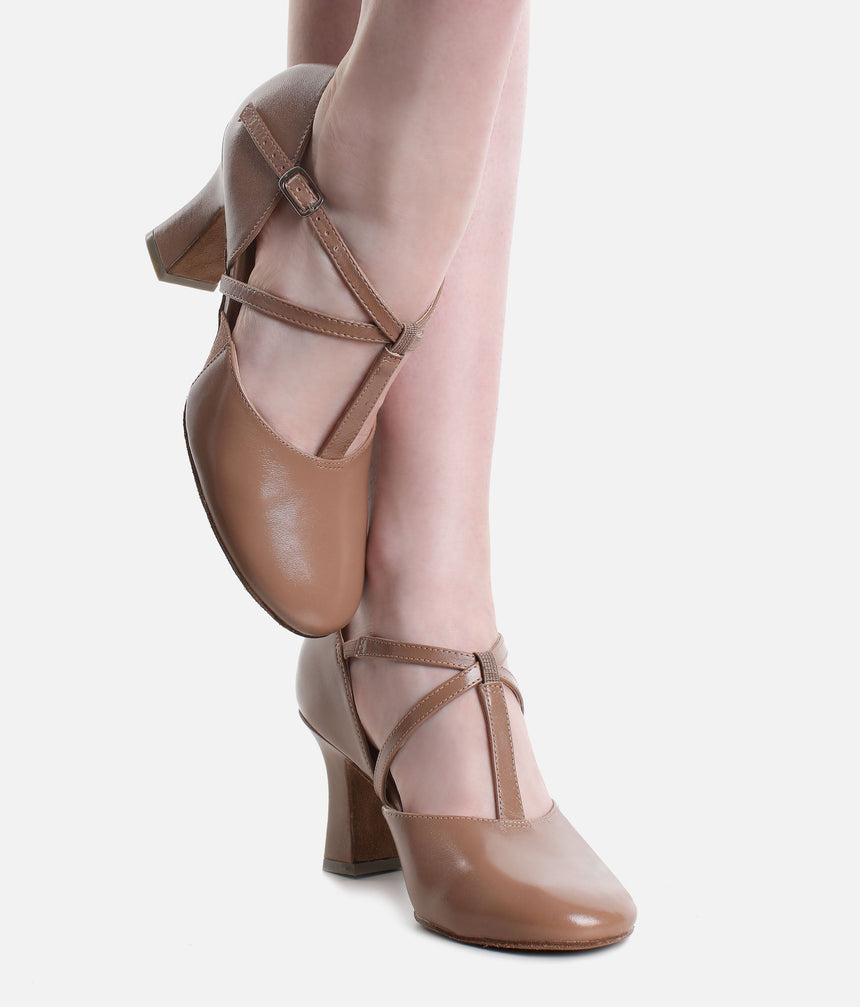 High-Stability X-Strap Leather Character Shoes, Reinforced Heel - SD153