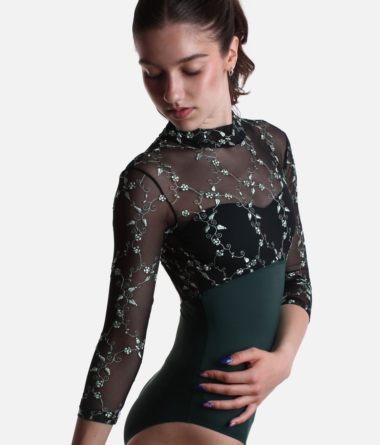 Long Sleeve Leotard with Moonlight Elegance, Icon Collection - SELENE DI