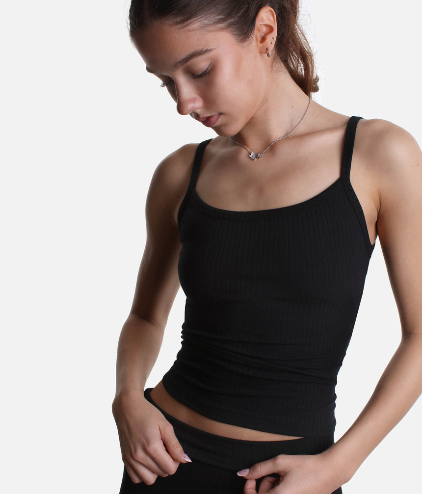 Second-Skin Feel Cami Top for Yoga & Movement, Comfort Fit - RIB SINGLET