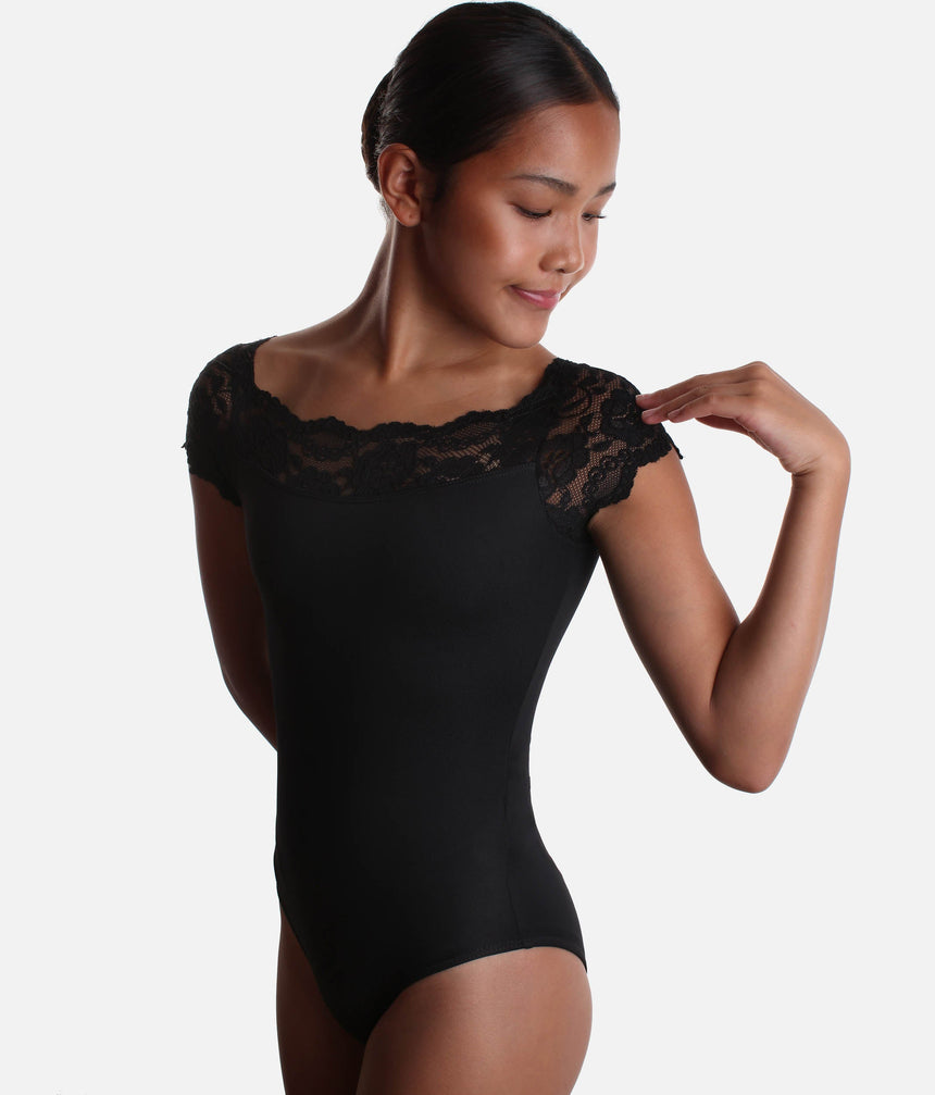 Girls Lace Cap Sleeve Leotard, Favourite for Young Dancers - SL17