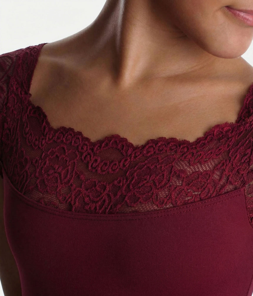 Girls Lace Cap Sleeve Dance Leotard - SL17