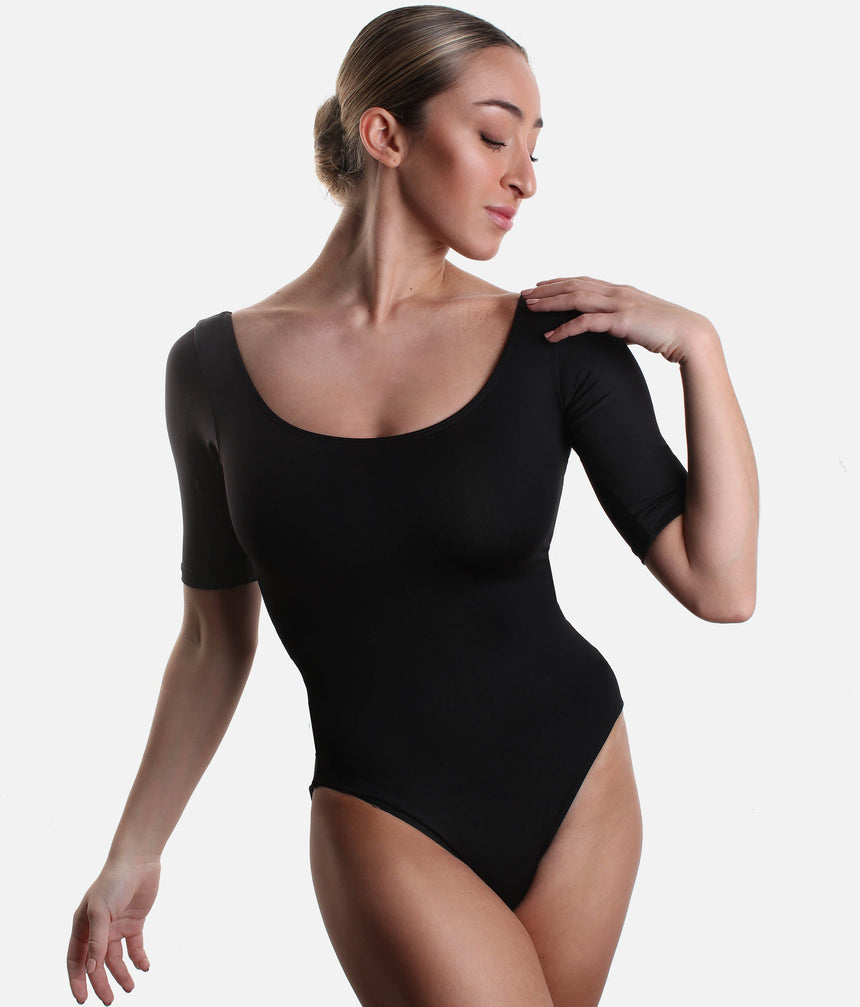 Classic Round Neck Leotard, Short Sleeve Dance Essential - SL27