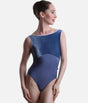 Two-Tone Velvet Tank Leotard with Boat Neck & Low Back - SOFIANE Arctic