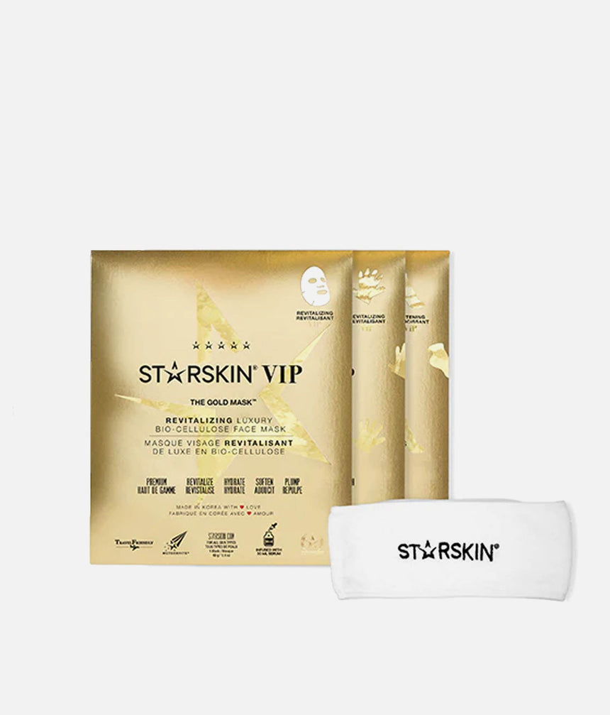 VIP THE GOLD MASK GIFT SET, Luxury Face, Hand & Foot Masks + Headband