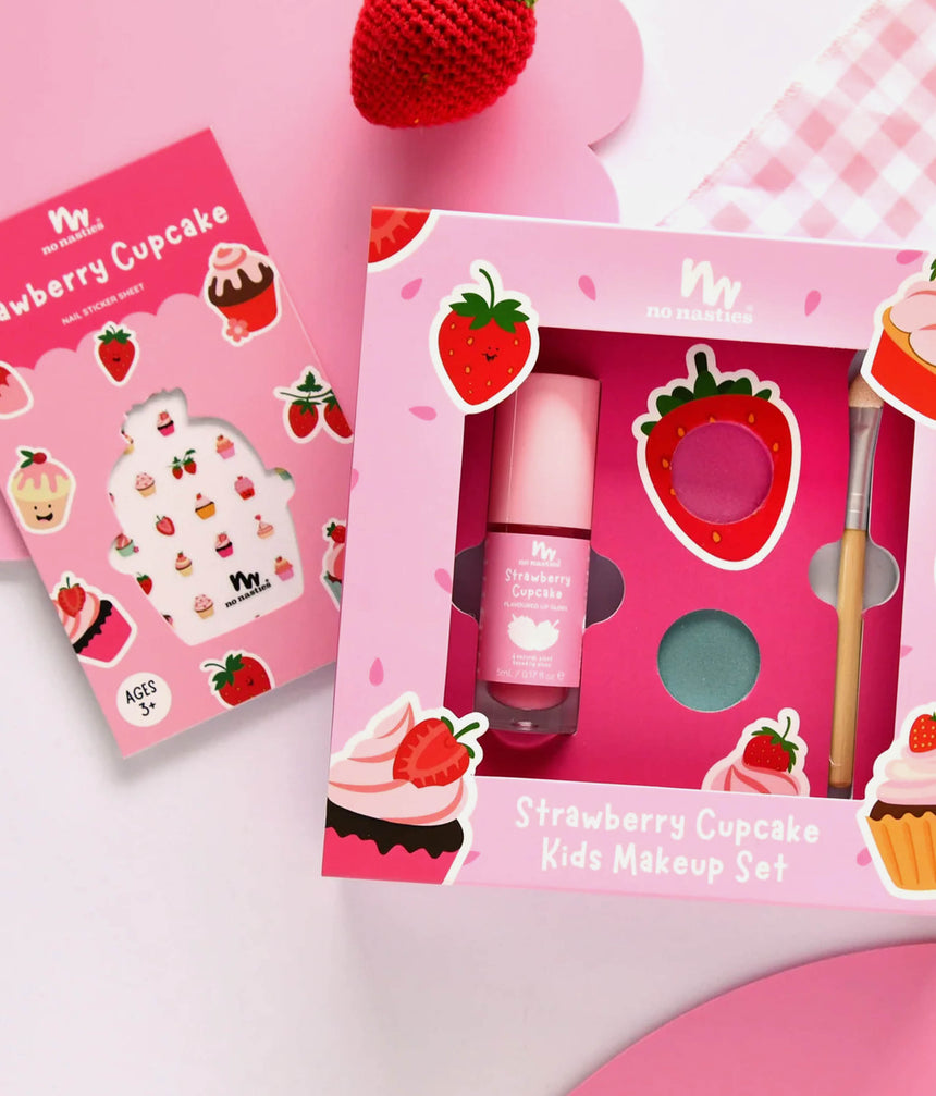 STRAWBERRY CUPCAKE Gift Set, Safe & Natural Play Makeup for Girls