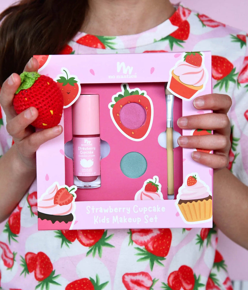 STRAWBERRY CUPCAKE Gift Set, Safe & Natural Play Makeup for Girls