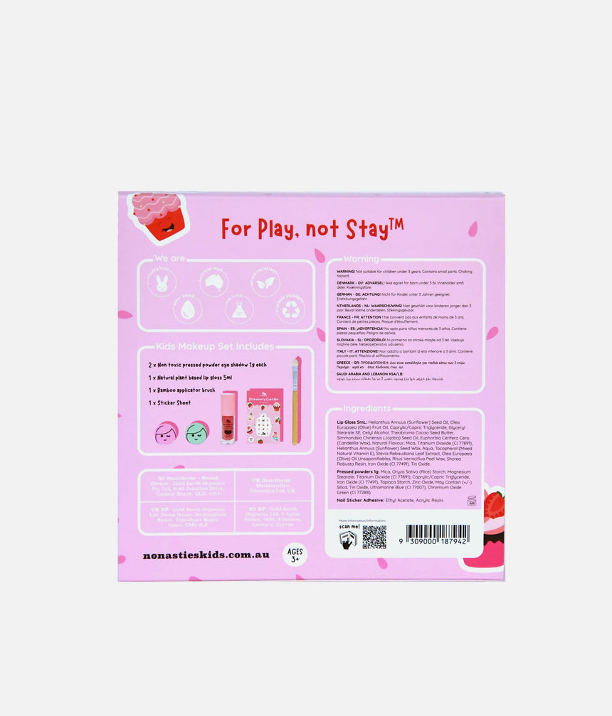 STRAWBERRY CUPCAKE Gift Set, Safe & Natural Play Makeup for Girls