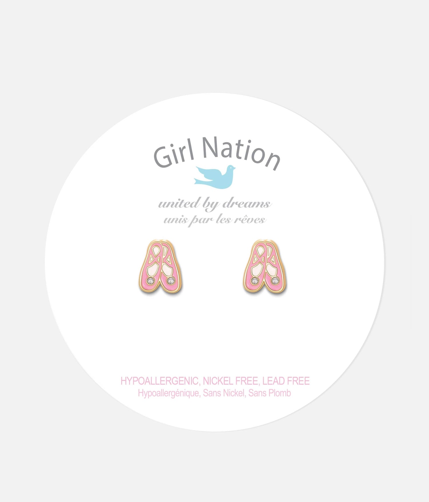 Girls Enamel Stud Earrings, Ballet Shoes - Cutie