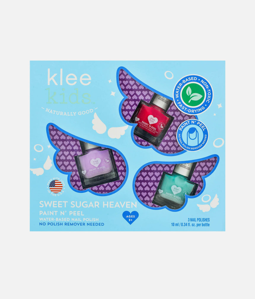 Sweet Sugar Heaven NAIL POLISH SET, 3-Piece Kid-Friendly, Peel-Off, Water-Based