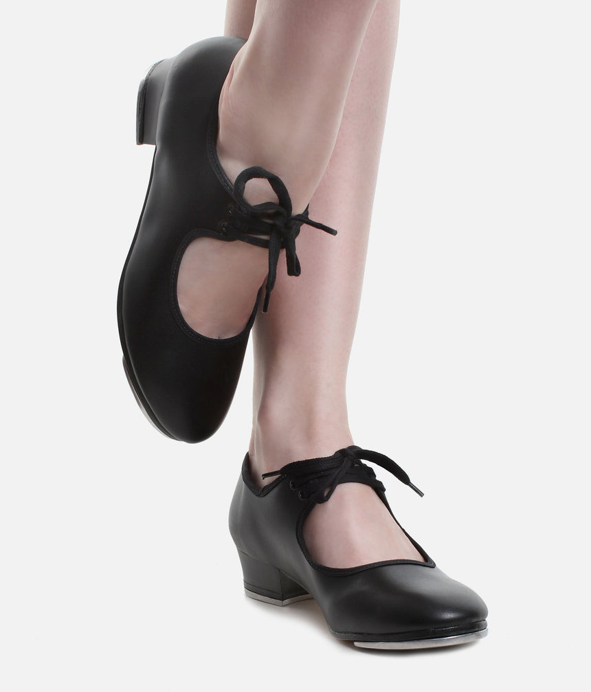 Beginner Black Tap Shoes with Clear Sound Riveted Taps, Lace Up - TA32