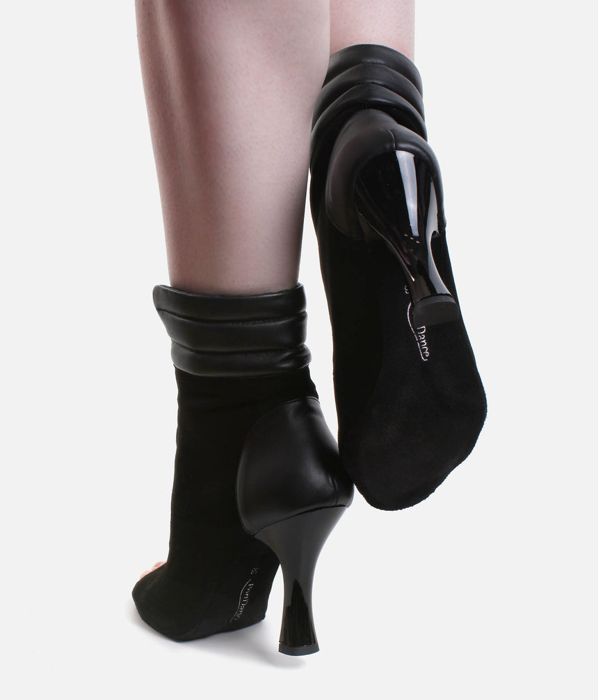 Elegant Peep-Toe Dance Heels with Adjustable Laces, 80mm Flare Heel - TATIANA