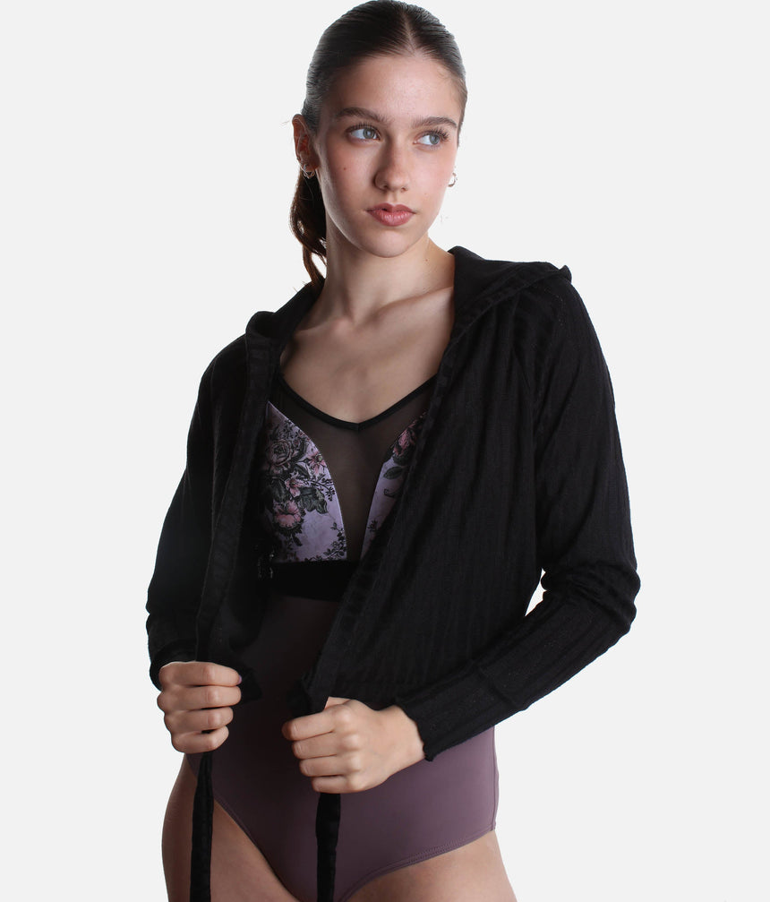 Hooded Wrap Sweater, Ultra Soft Ballet Warm-Up Top for Dancers - THEODORA